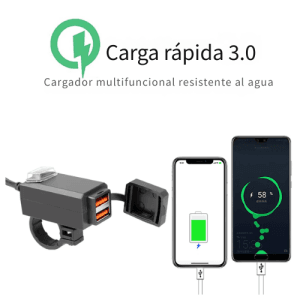🔌⚡ Cargador USB doble para Moto – Carga rápida
